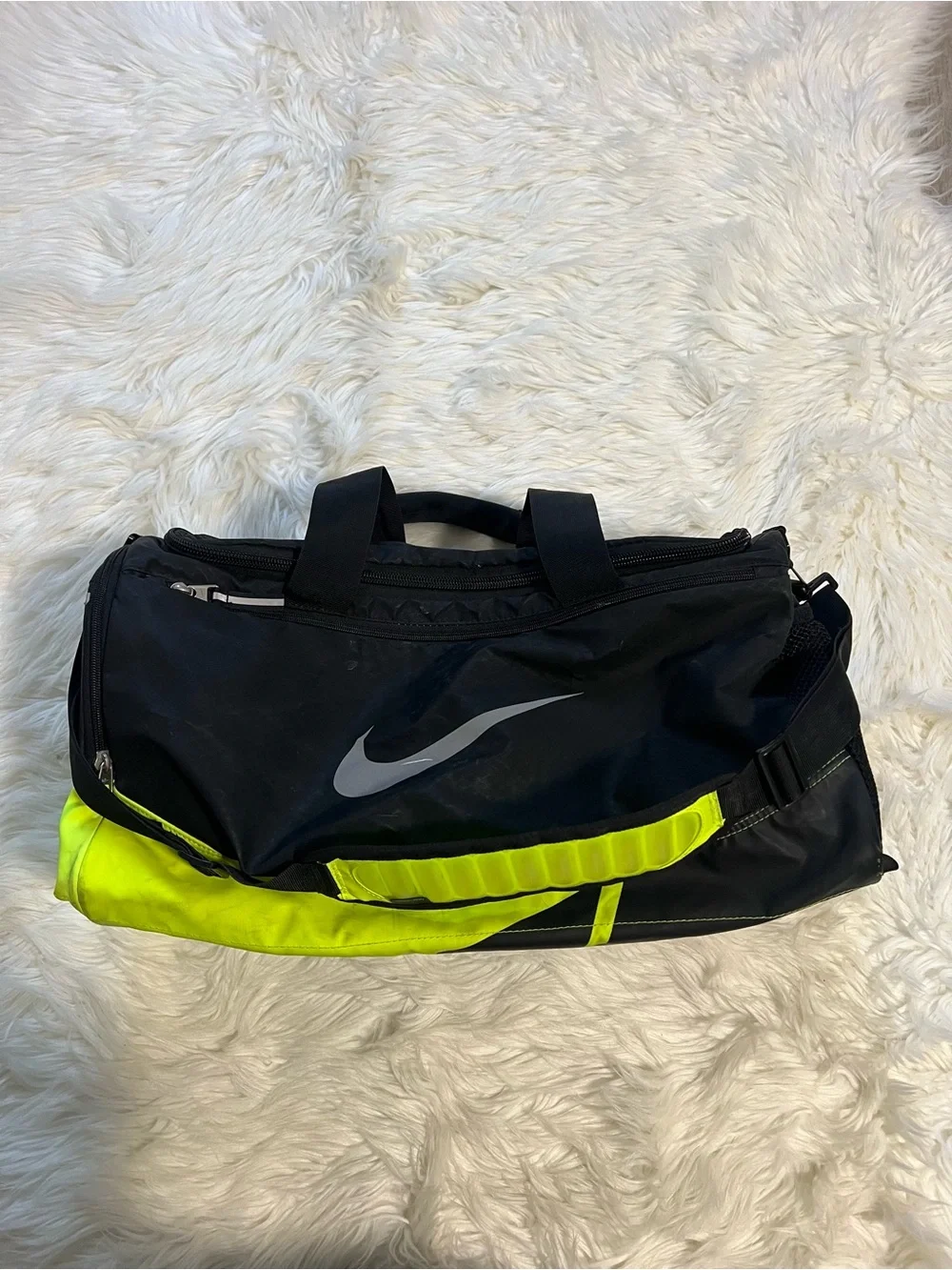 Nike Black Duffle Bag with Neon Green Trim